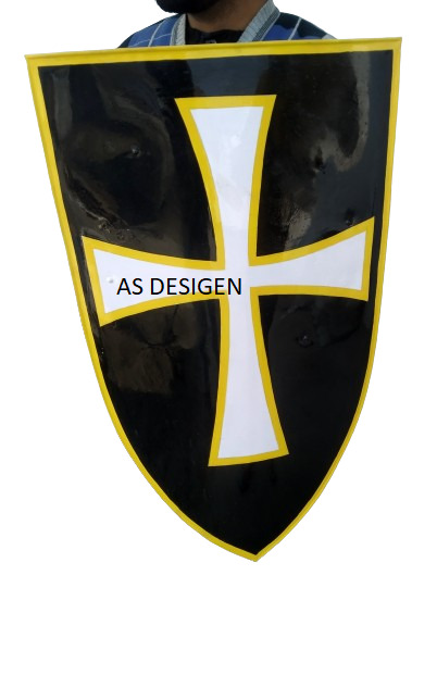 Handmade Medieval Templar White Cross Shield Hand Forged Shield