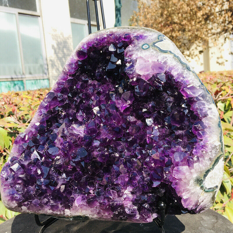 LARGE AMETHYST CLUSTER GEODE FROM URUGUAY CATHEDRAL CRYSTAL DISPLAY SPECIMEN