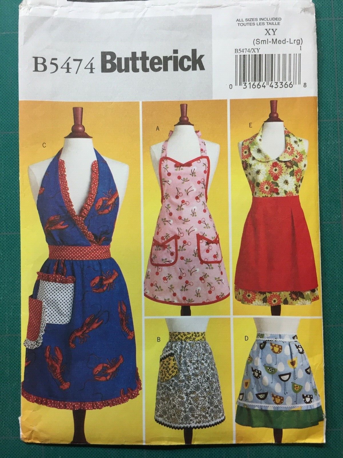 HALTER Apron Pattern Collared Apron Half Butterick B5474 Sz SML UNCUT HALTER Apron Pattern Collared Apron Half Butterick B5474 Sz SML UNCUT