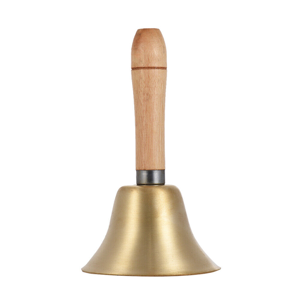 Brass Hand Bell Loud Call Bell Handbell Wooden Handle for Hotel Service Y1K2