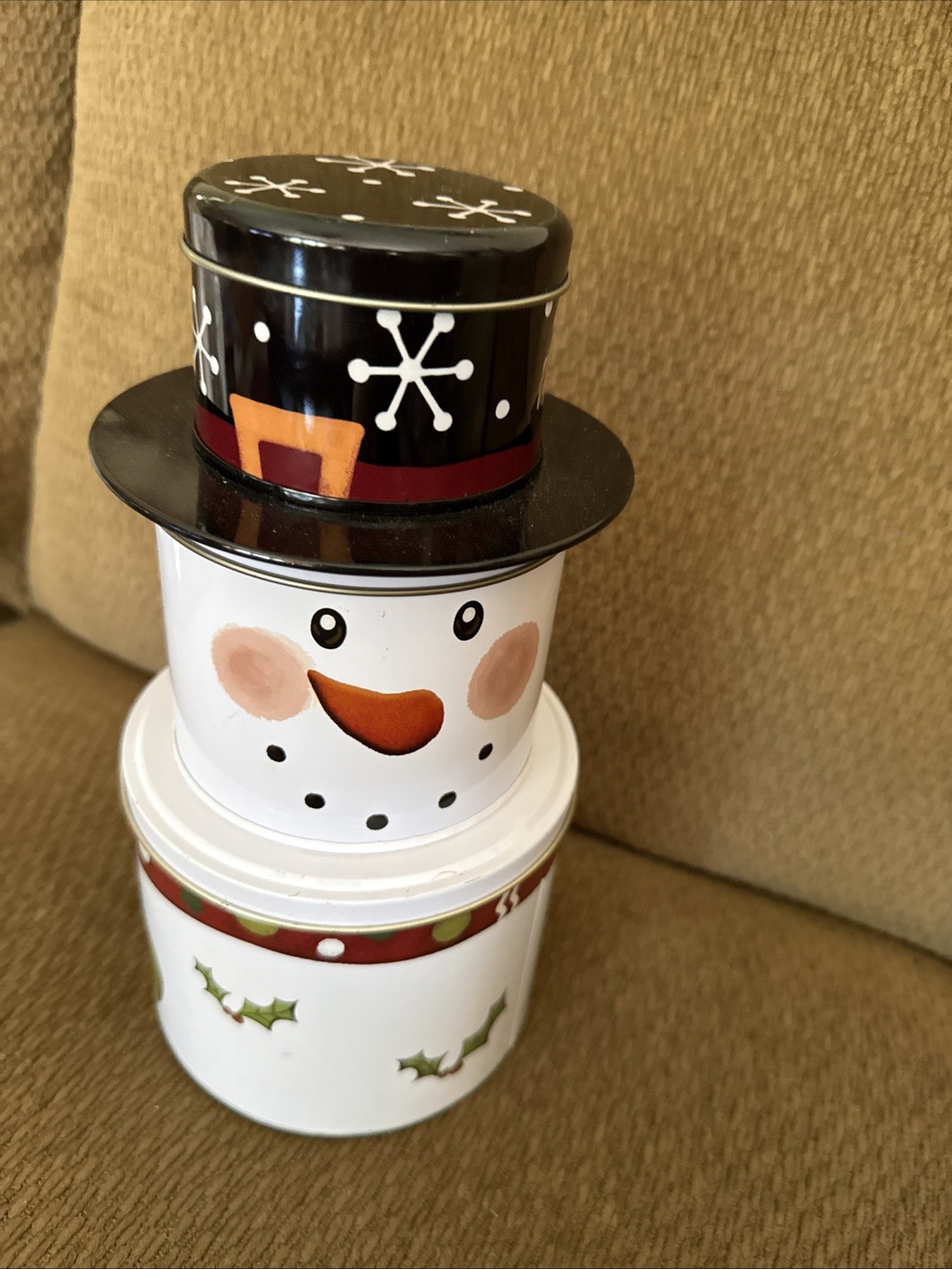 Adorable SNOWMAN - 3 Tier Container Set 10-3/4” Tall