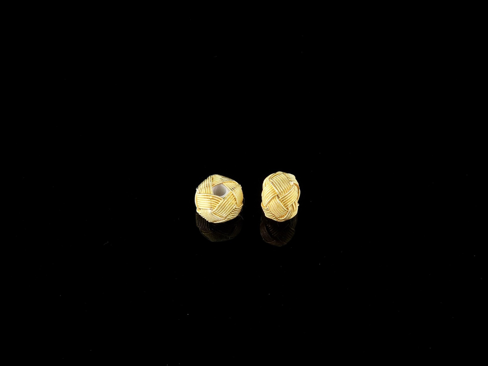 Gold Plated Trabzon kazaz hand-knitted beads 2pcs 1000 silver for tasbih 912067