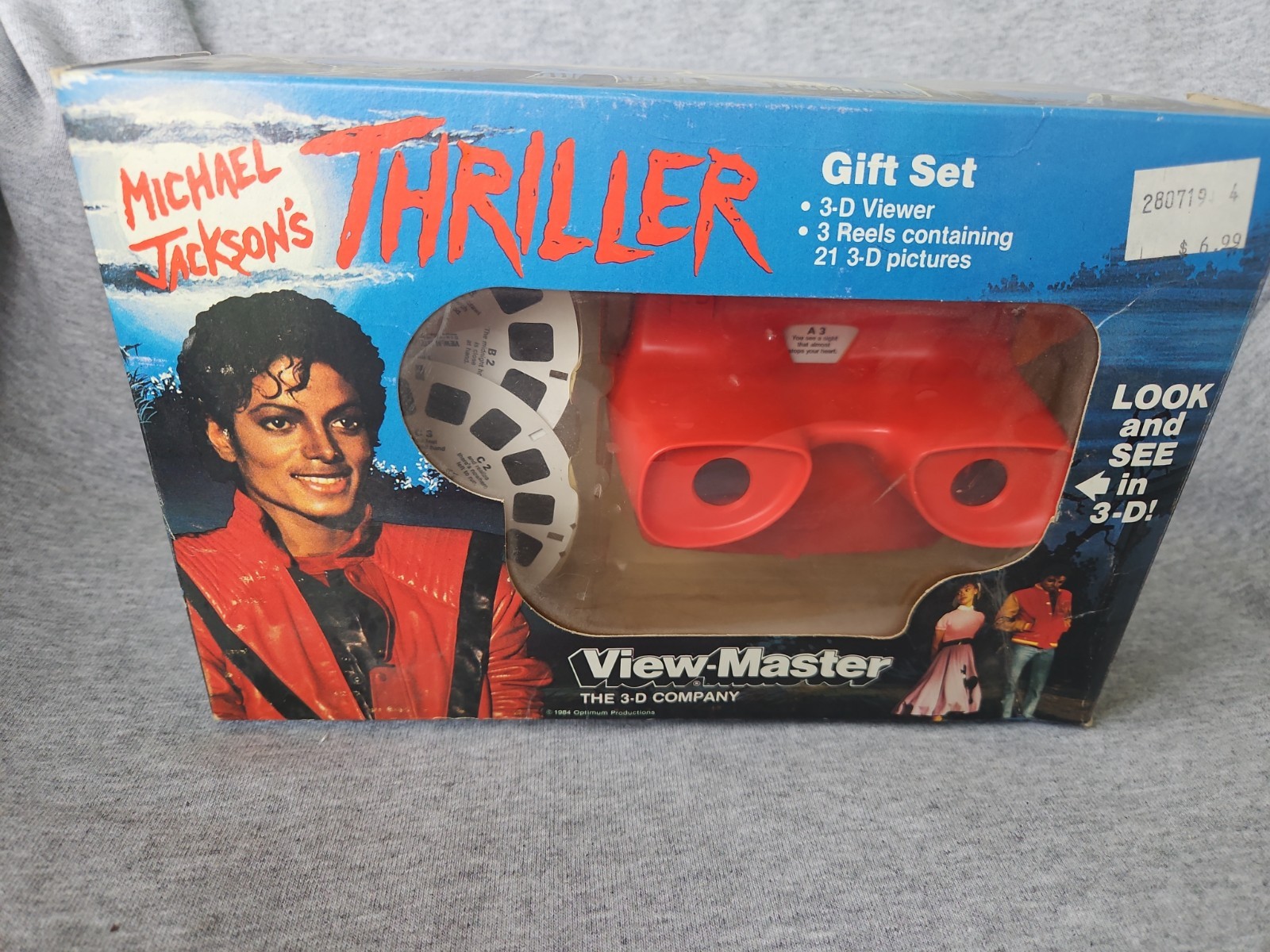 Vintage 1984 MICHAEL JACKSON'S THRILLER View-Master 3D Set Reels + 3D Viewer BOX
