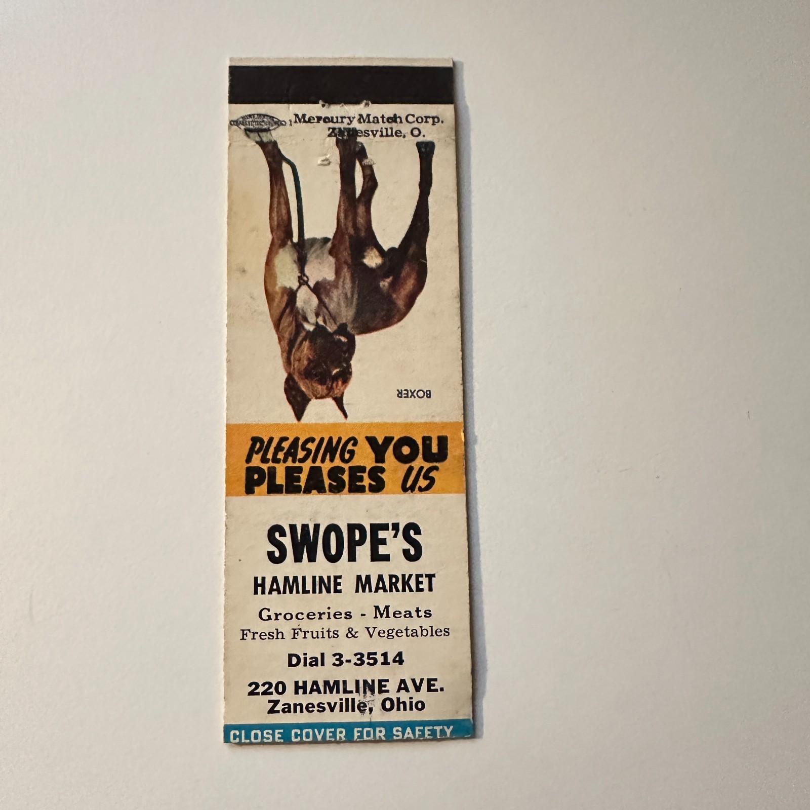 Swope\'s Hamline Market Zanesville OH Vintage Matchbook Cover 5MB125-5-3