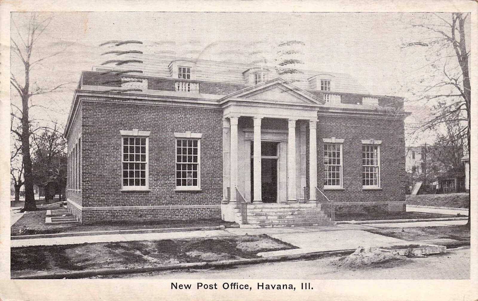 Havana IL Illinois Post Office c1935 Orange Street Vtg Postcard E37