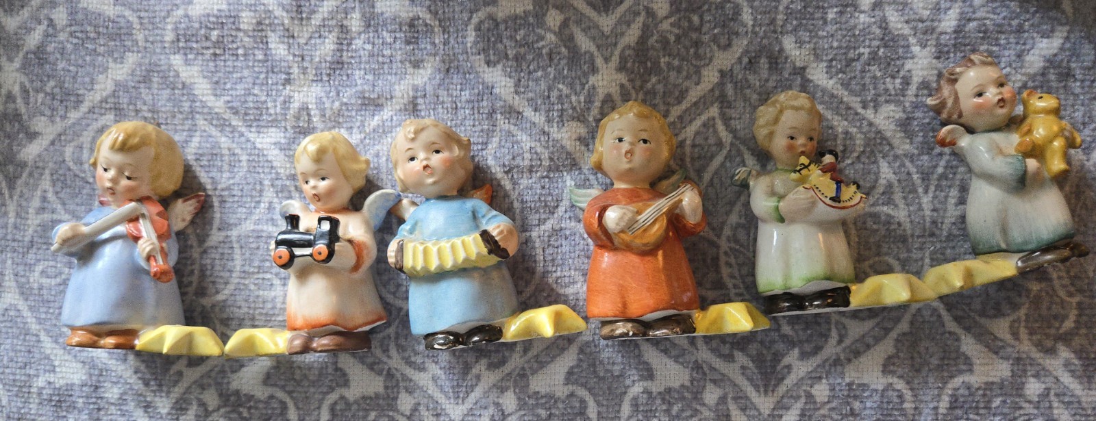 6 Mini Vintage Hummel Goebel Angels Candle Holders Band Toys 6 Mini Vintage Hummel Goebel Angels Candle Holders Band Toys