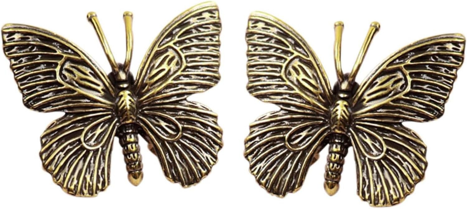 2pcs Retro Brass Butterfly Statue, Vintage Brass Figurine for Indoor Decor, Anti