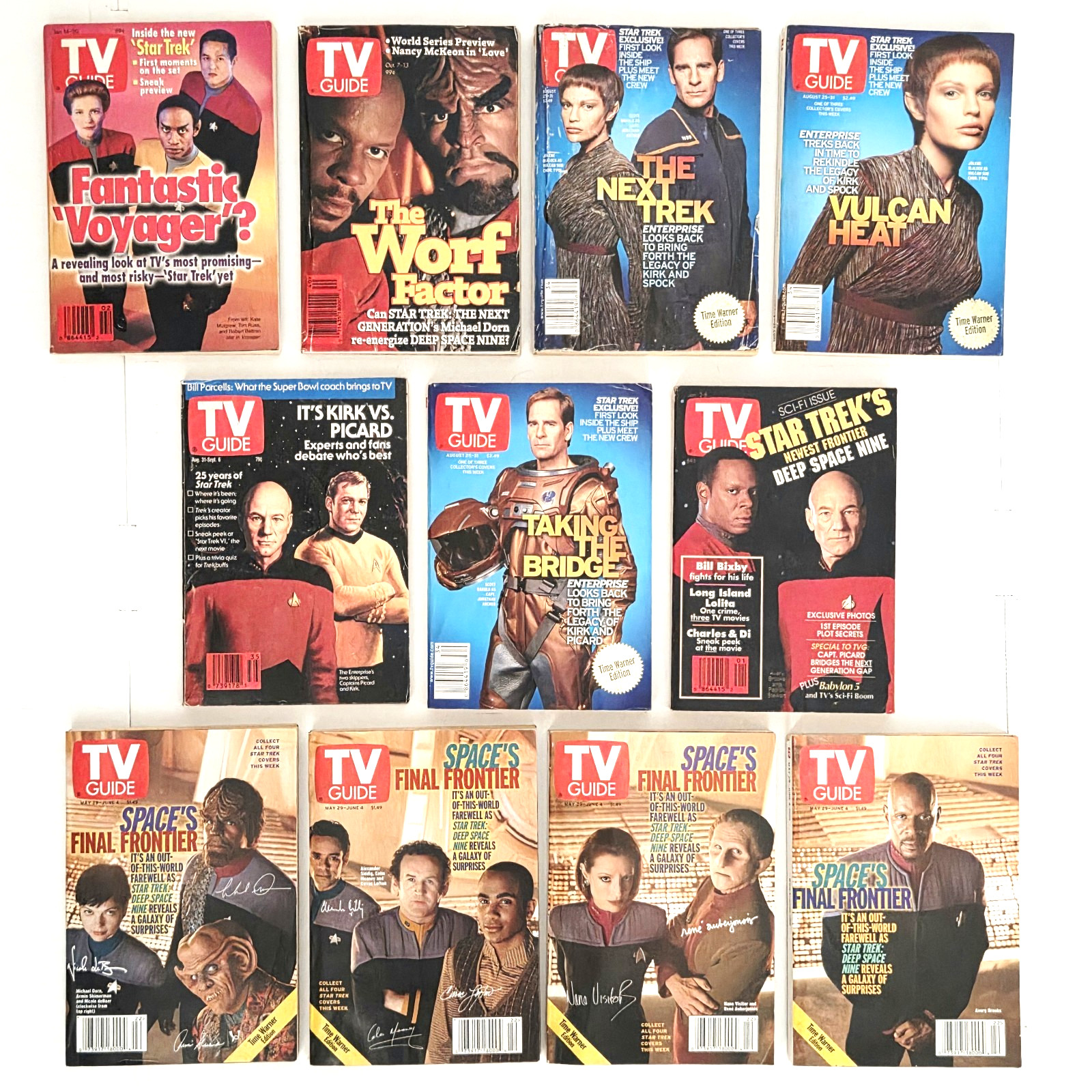 Vintage Star Trek TV Guide Magazine Lot 11 Issues TNG Voyager Kirk Spock Picard