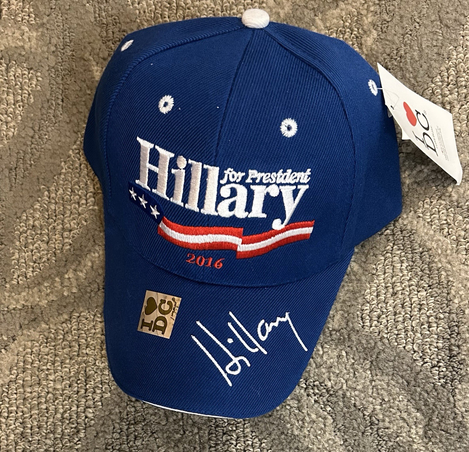 2 HILLARY 2016 for PRESIDENT BLUE HATS SIGNATURE NAME CLINTON  DEMOCRAT BILL New