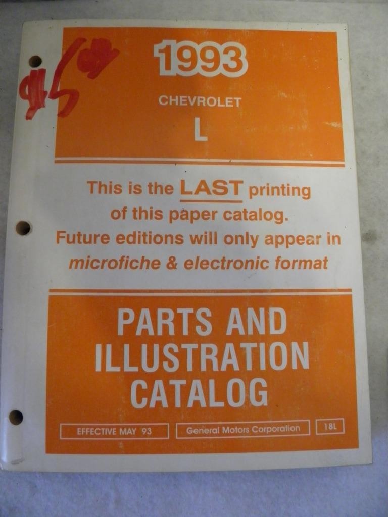 1993 CHEVROLET L 1993 PARTS AND ILLUSTRATION CATALOG/ MANUAL