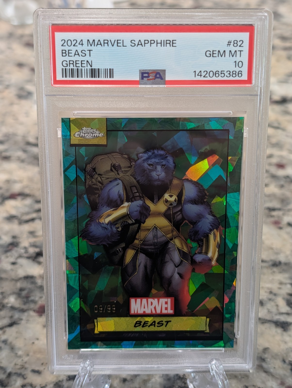 2024 Topps Chrome Marvel Sapphire Beast Green Refractor #/99 PSA 10 GEM MINT