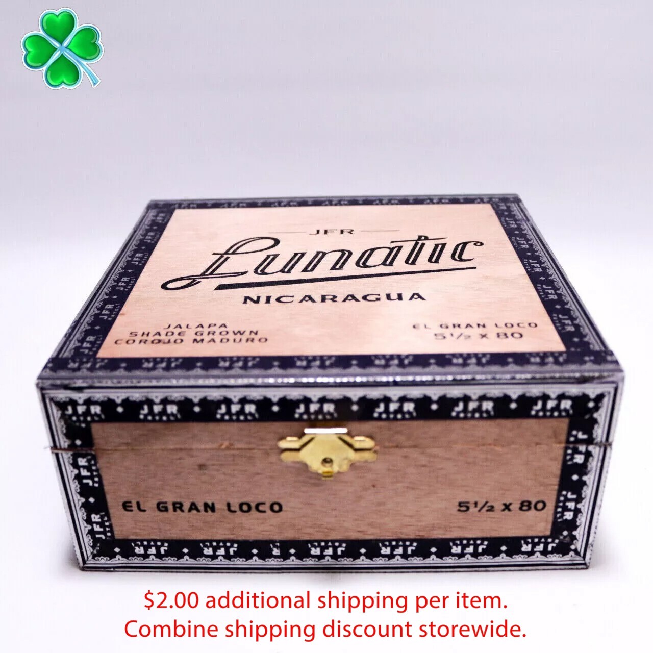 Lunatic El Gran Loco Jalapa Shade Wood Cigar Box 6.75 Lunatic El Gran Loco Jalapa Shade Wood Cigar Box 6.75