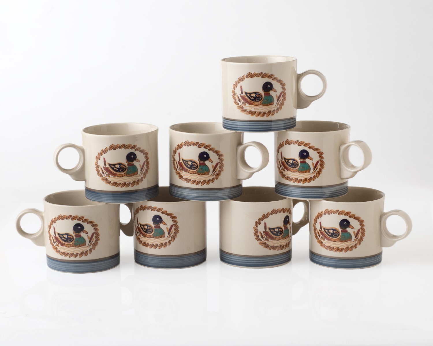 Vintage Mallard Duck Decoy Coffee Cups Korea set of 8    2.75 inch