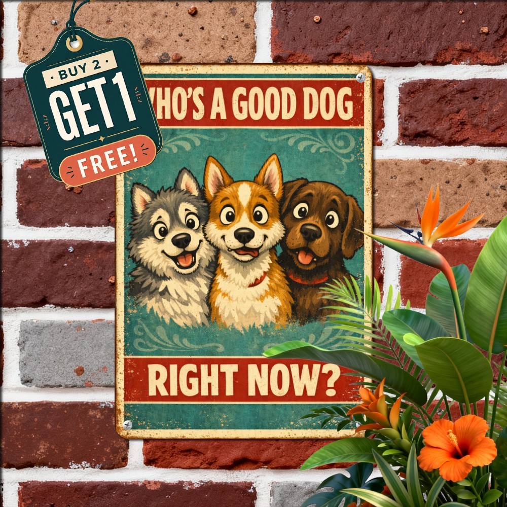 Dog Breed Aesthetic Garden Tin Sign Vintage Domestic Canine Metal Decor Plaque