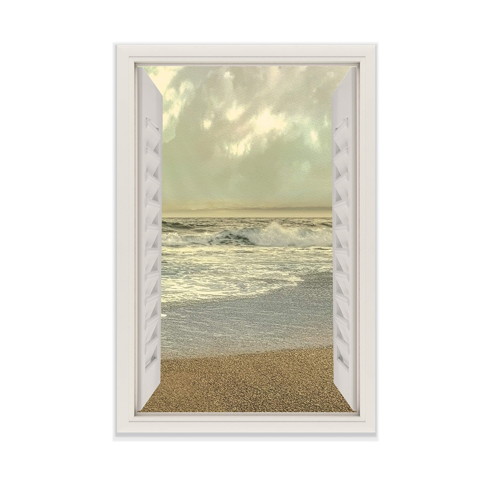 Renditions Gallery Open Window View Beach Before Storm I Gallery Wrapped Canvas