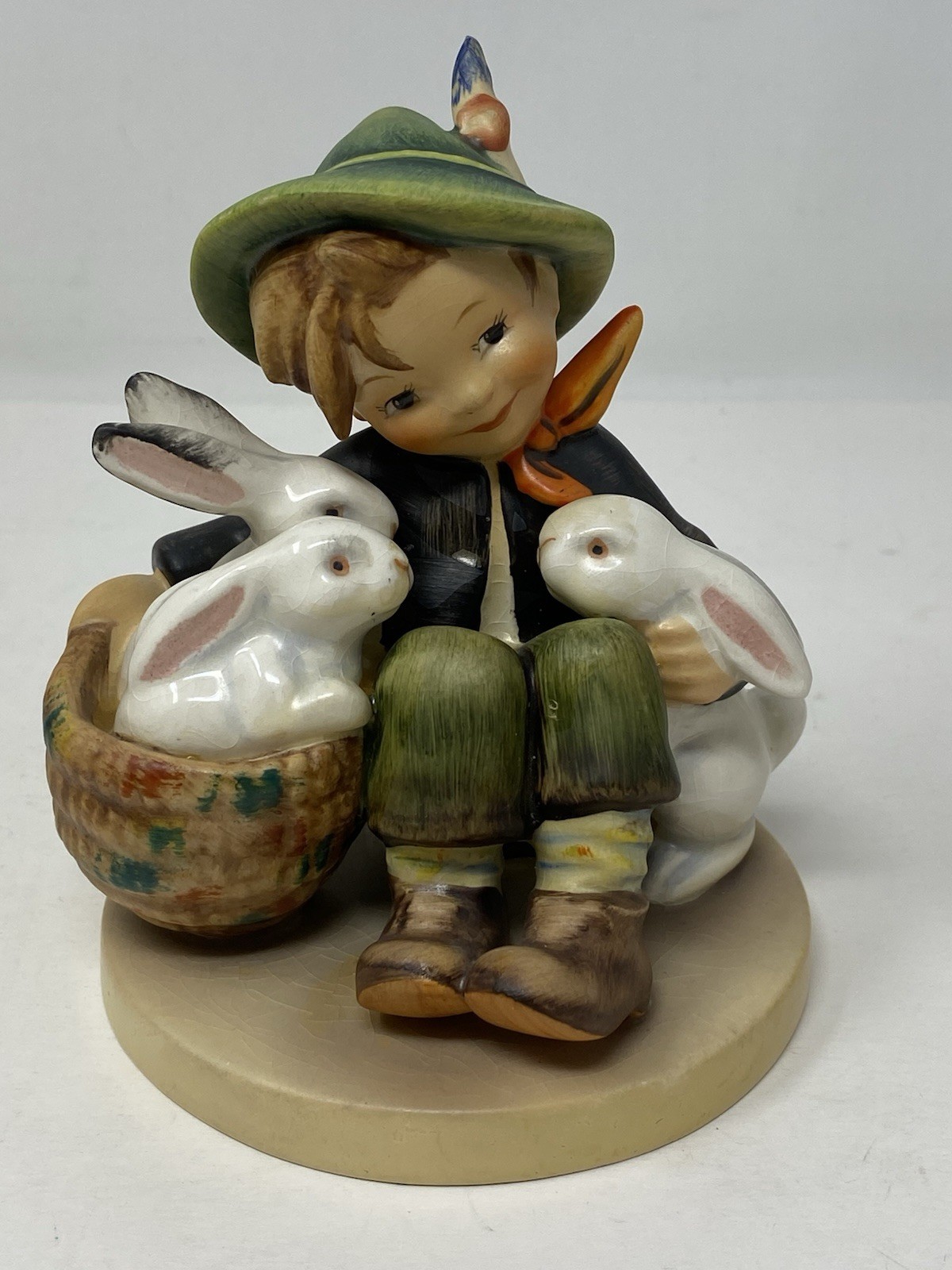 Vintage Goebel Hummel Playmates TMK4 Figurine 1960s W Germany Boy With Rabbits