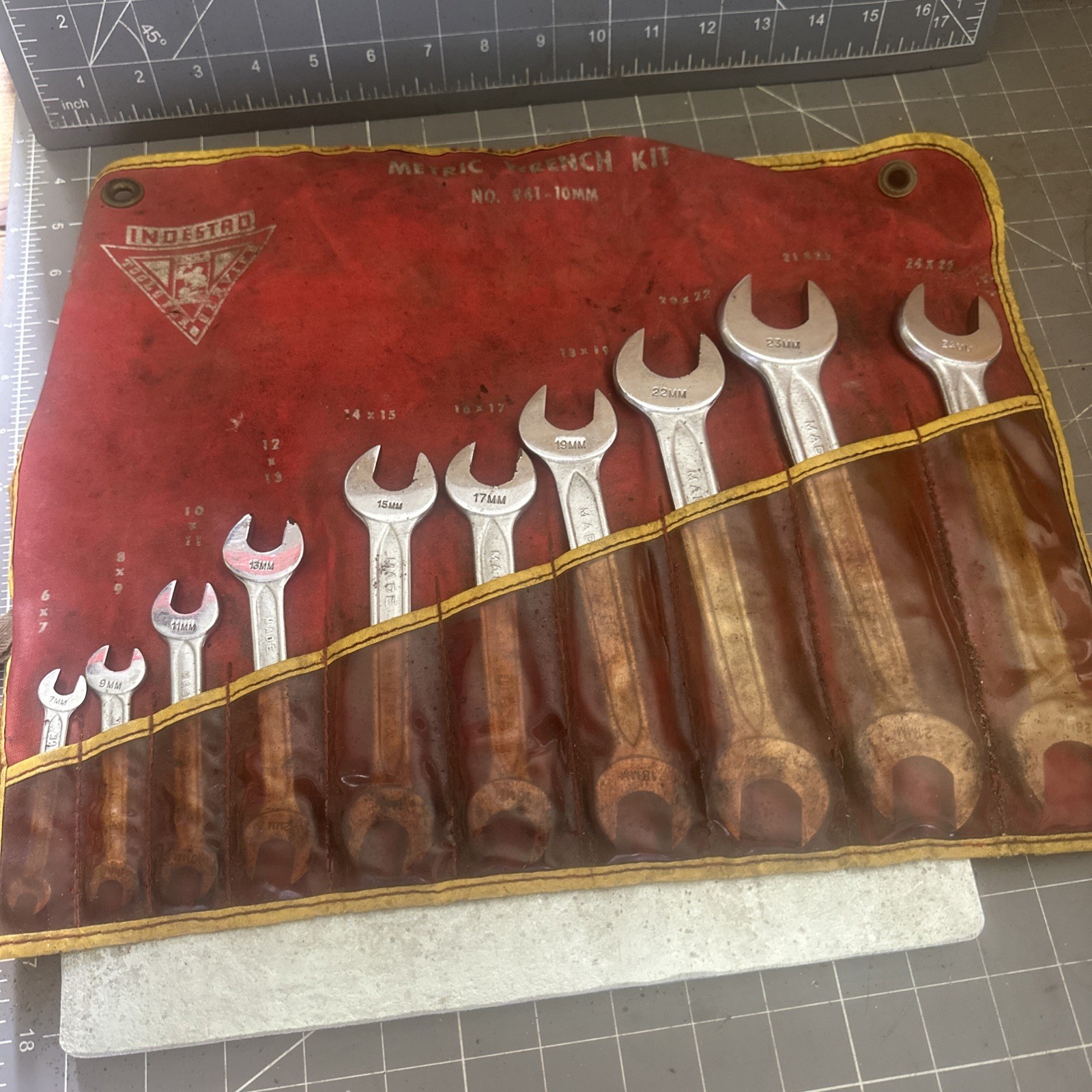 INDESTRO Vintage 10pc Metric Open Wrench Set No. 941  6-26mm USA