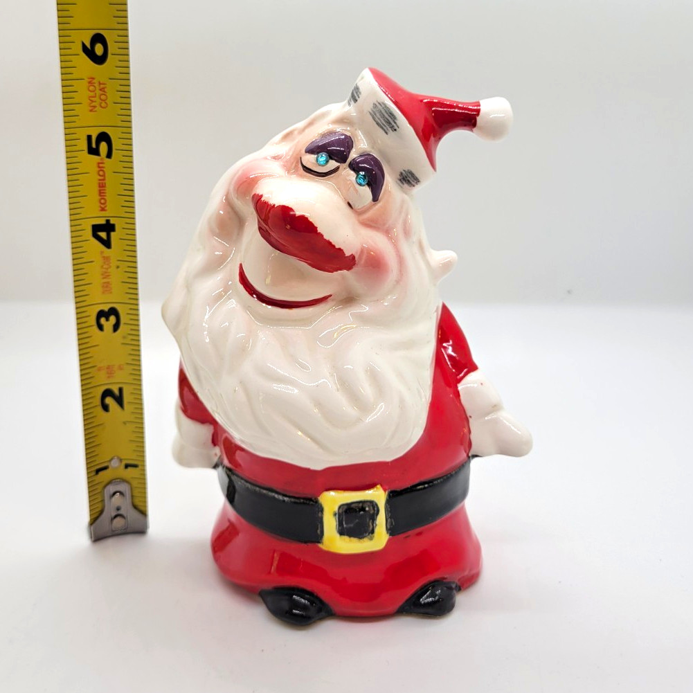 Vintage Kreiss Psycho Santa Ceramic Jewel Eye Figurine MCM Kitschy Christmas