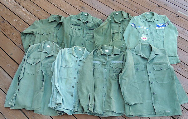 LOT of 8 Original Vietnam Utility Sateen Shirts OG-107