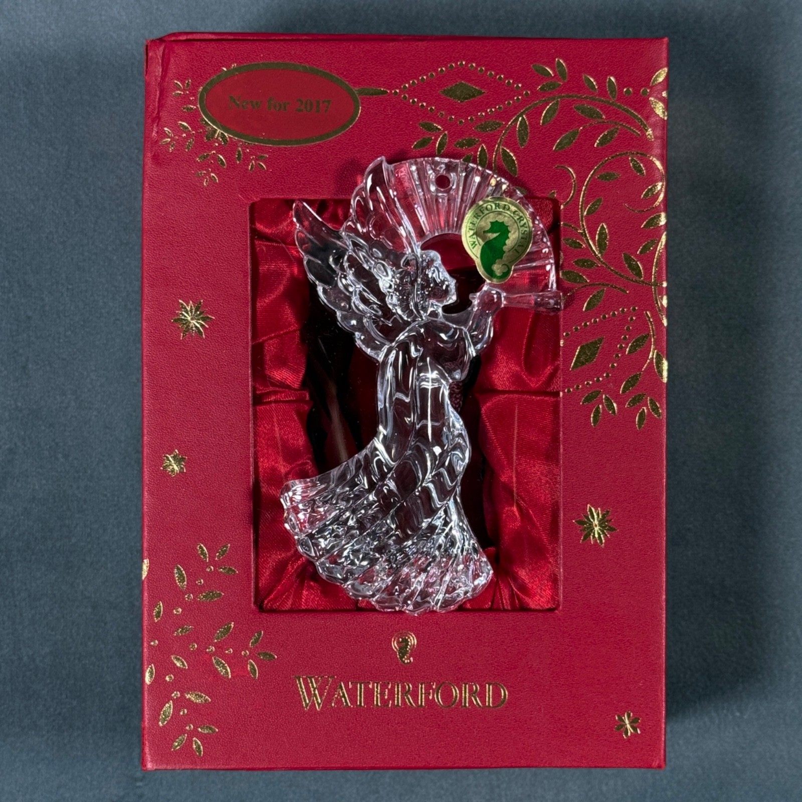 Waterford Clear Crystal Glass Angel Christmas Ornament 2017 Original Box NEW