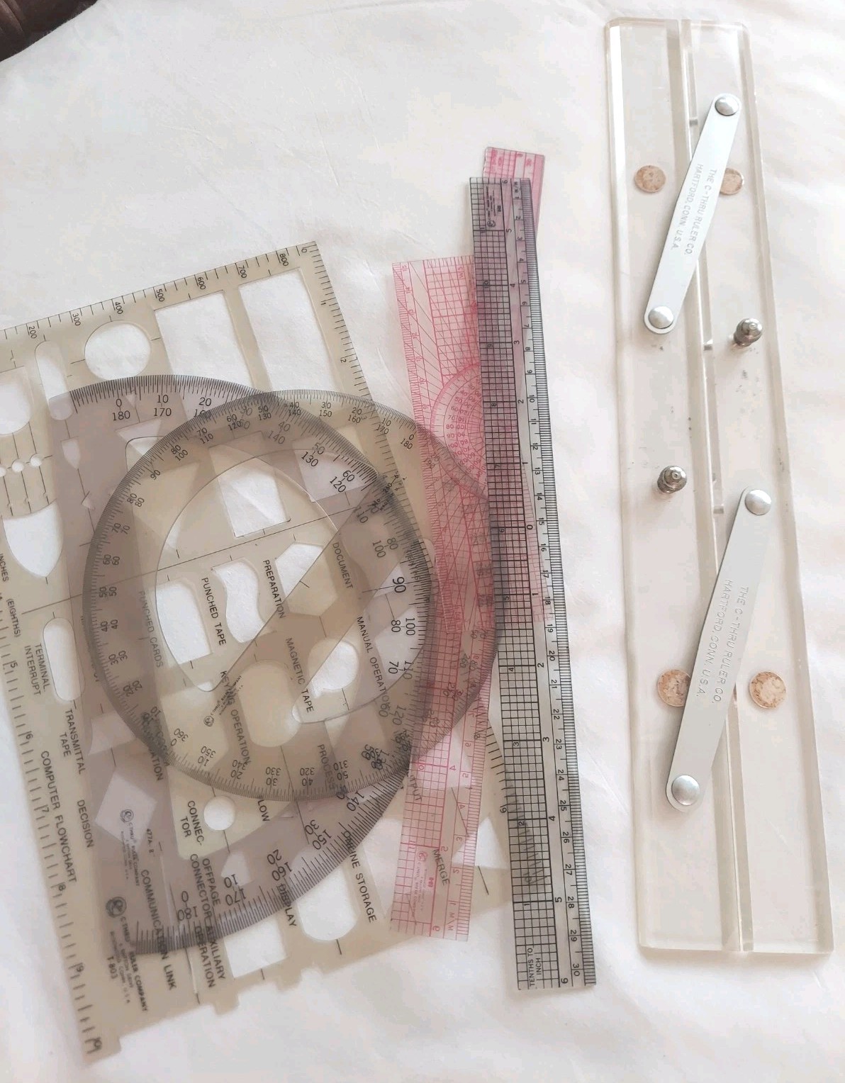 Vintage -  C Thru Ruler Co -  Drawing - Drafting Tools - 7 Pieces - See details