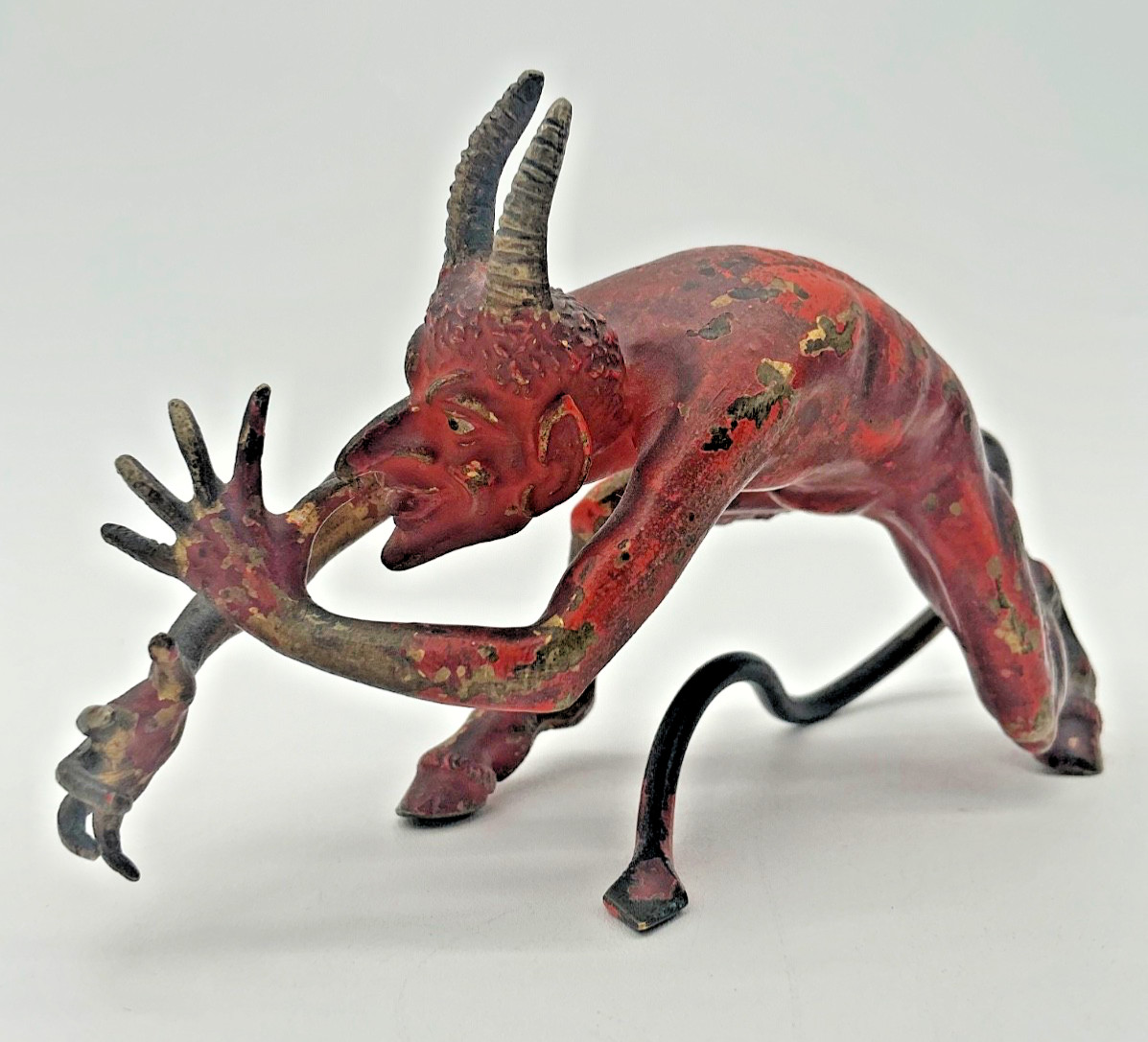 Antique F. BERGMAN Viennese Cold-Painted Bronze Devil Statue Austria