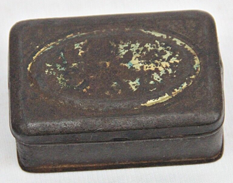 Rare Rustic Vintage Tin Box with Glass - Made in Germany