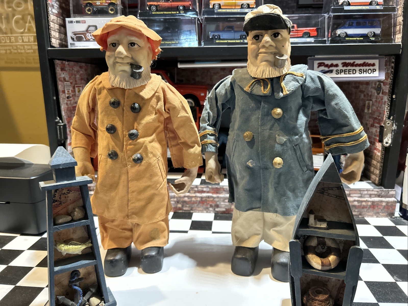 Vintage Captain And Sailor Nautical Figure Maritime Folk Art Fisherman