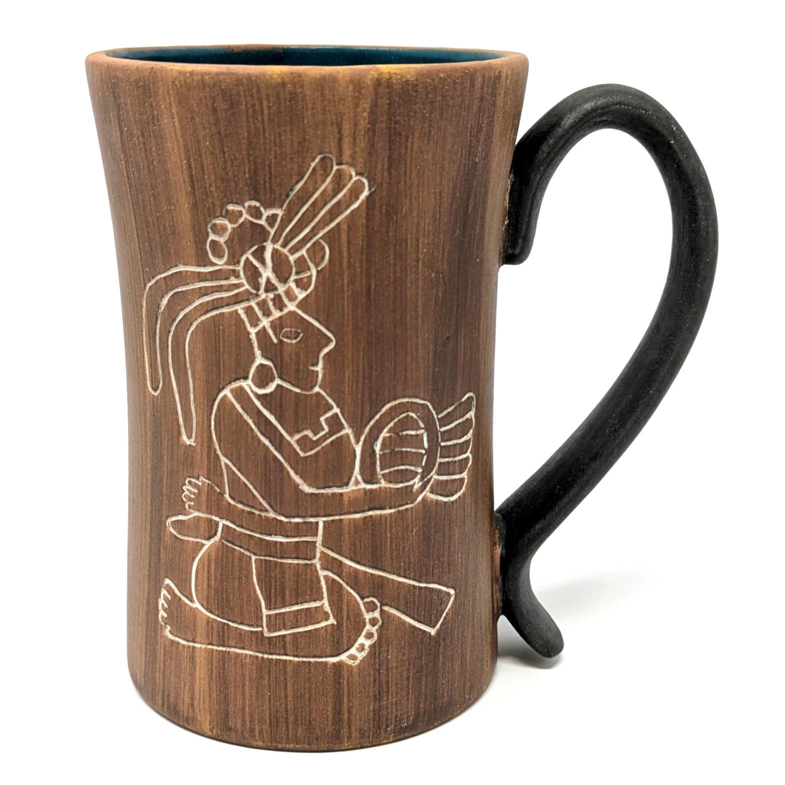 Vtg Leopoldo Pottery Terracotta Red Clay Mug | Mayan Figure, Mexican Folk Art Vtg Leopoldo Pottery Terracotta Red Clay Mug | Mayan Figure, Mexican Folk Art