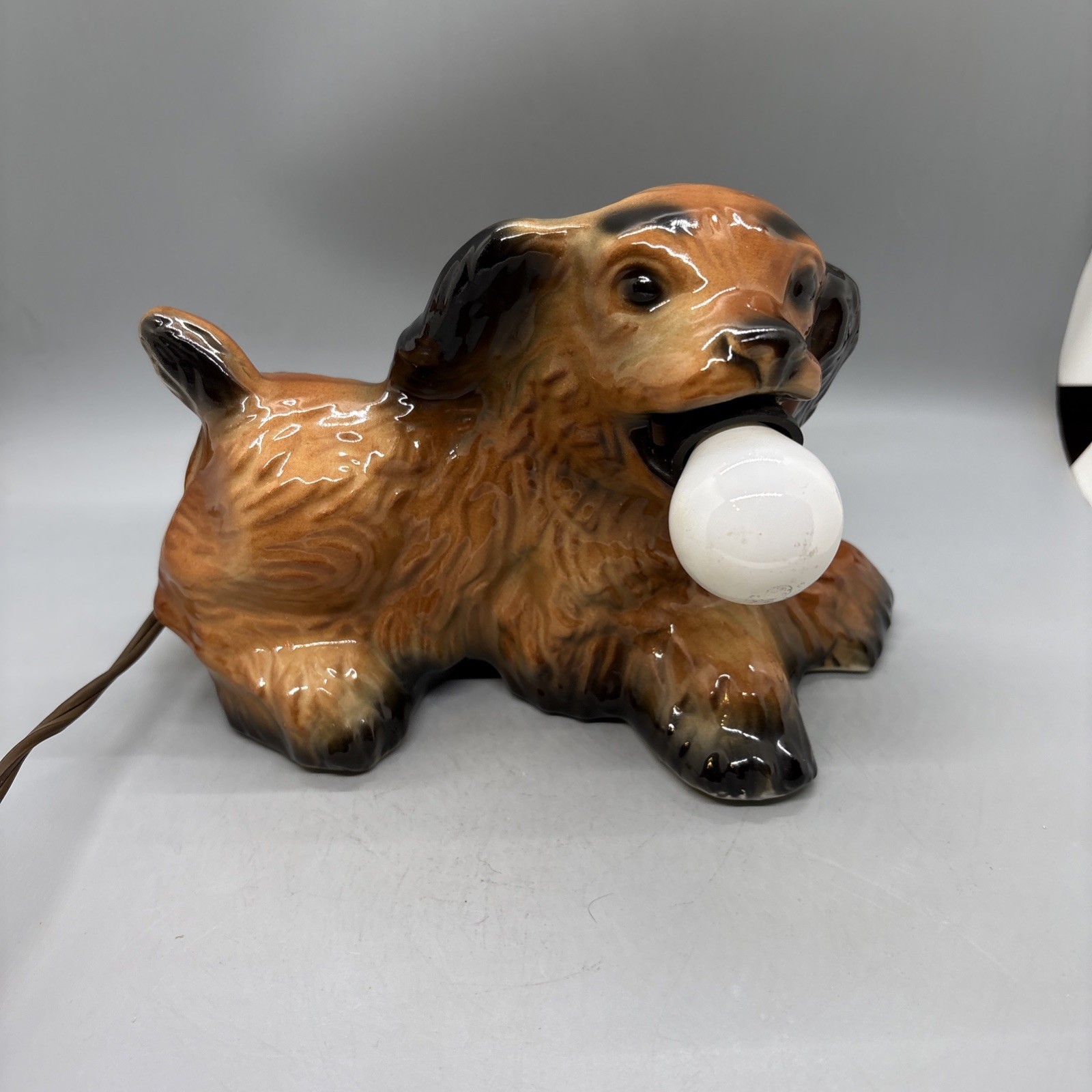 Vintage Hankscraft Co Dog Puppy Cocker Spaniel Ball Bulb In Mouth TV Lamp Works Vintage Hankscraft Co Dog Puppy Cocker Spaniel Ball Bulb In Mouth TV Lamp Works