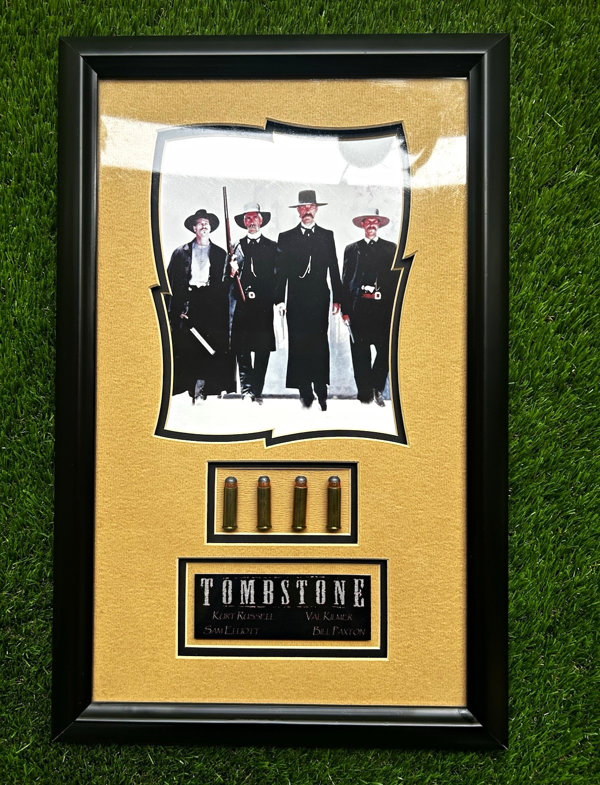 Tombstone Movie Frame & Matte Portrait Photo w Real W-W super .44 Mag cartridges
