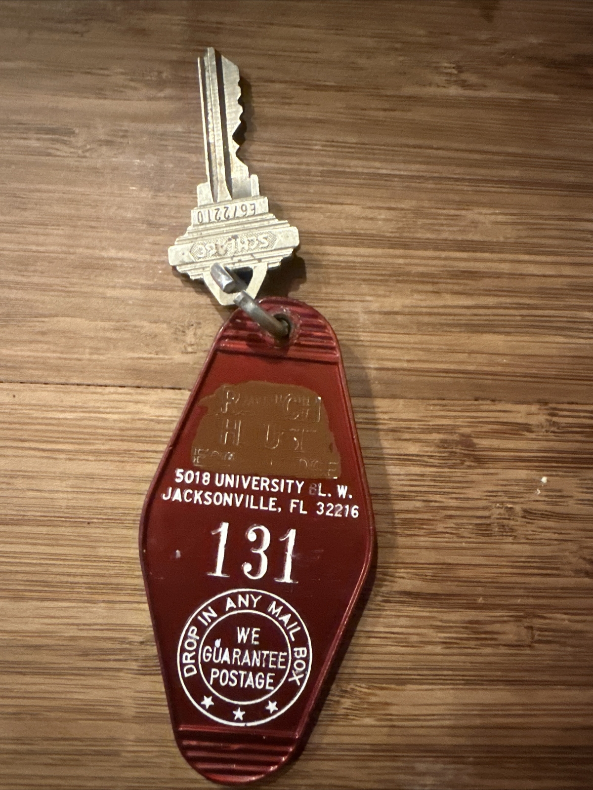 RANCH HOUSE ECONOLODGE Motel Hotel Room Key Fob & Key Jacksonville FL  #131 RARE