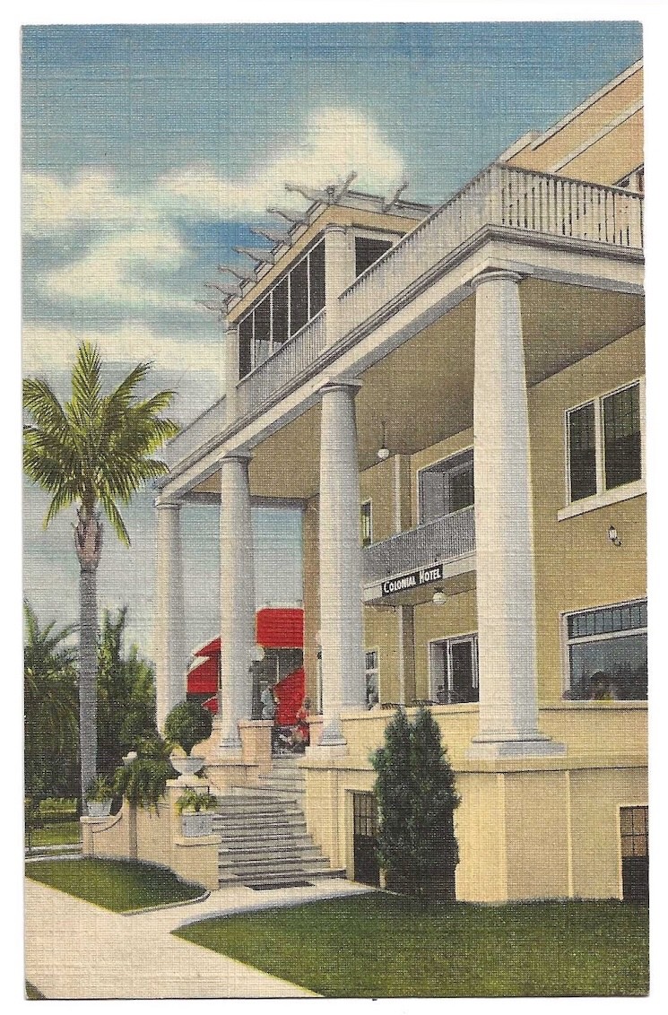 St. Petersburg Florida c1940's Colonial Hotel, tourism