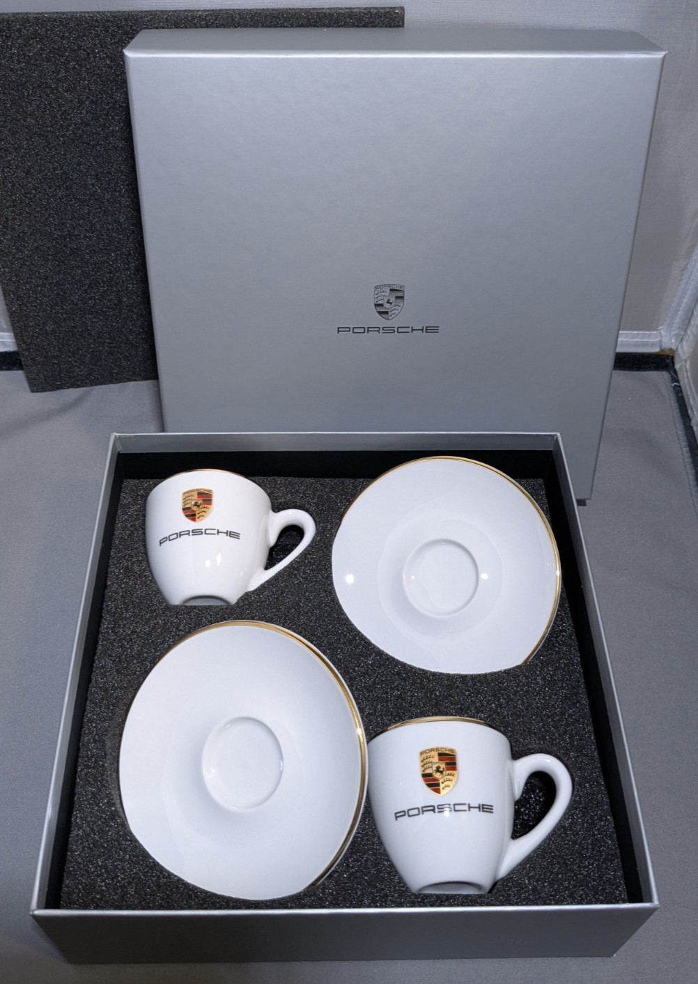 Porsche Driver's Selection Cup & Saucer Set of 2 Coffee Espresso Teacup - Unused