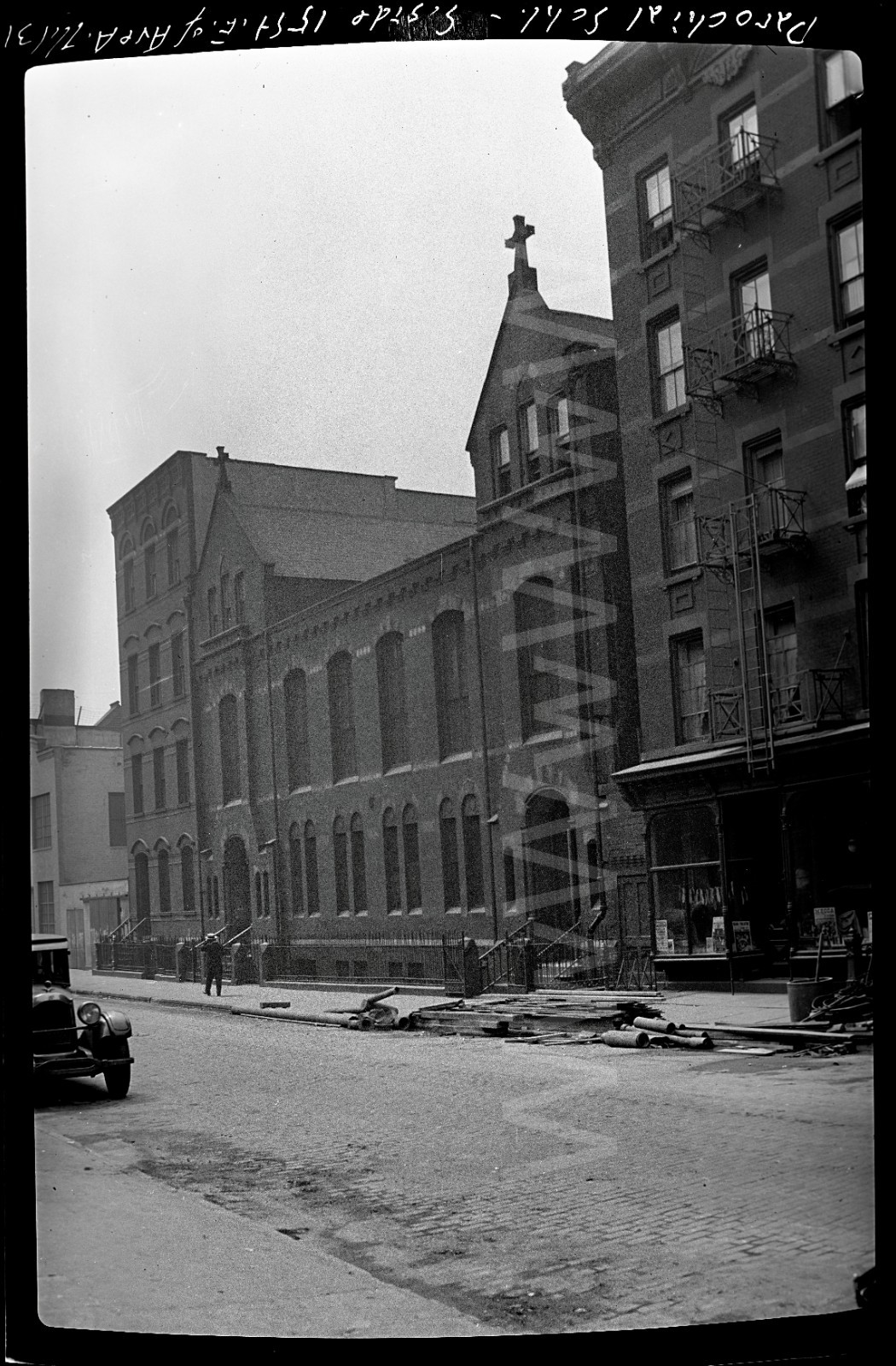 \'31 Catholic Parochial School 15th St & Av A Manhattan NYC Old Photo Negative C8
