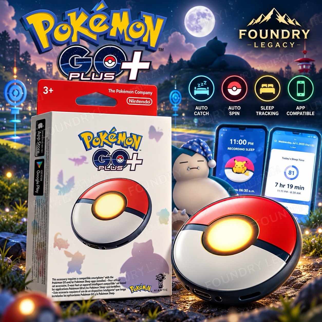 Pokémon GO Plus + Plus Bluetooth Auto Catcher & Sleep Tracker Nintendo NEW