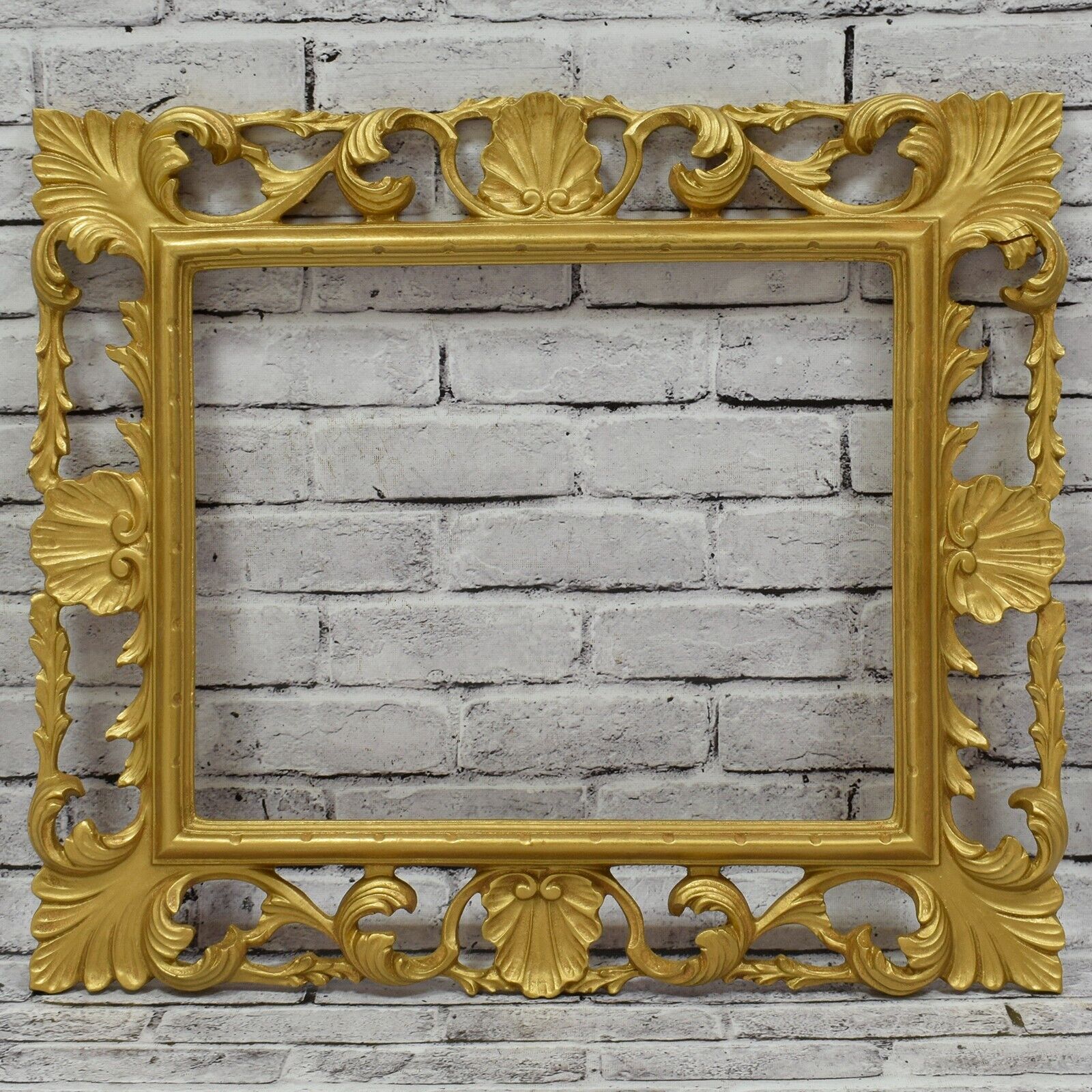Old wooden decorative frame golden coloured dimensions: 18.7 x 15 in