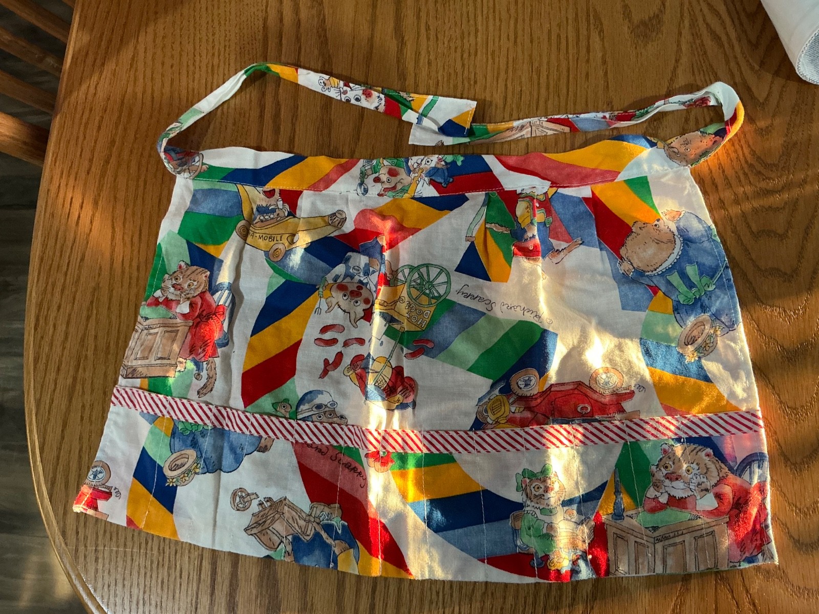 HANDMADE Cotton CHILD\'S HALF APRON - Richard Scarry Print