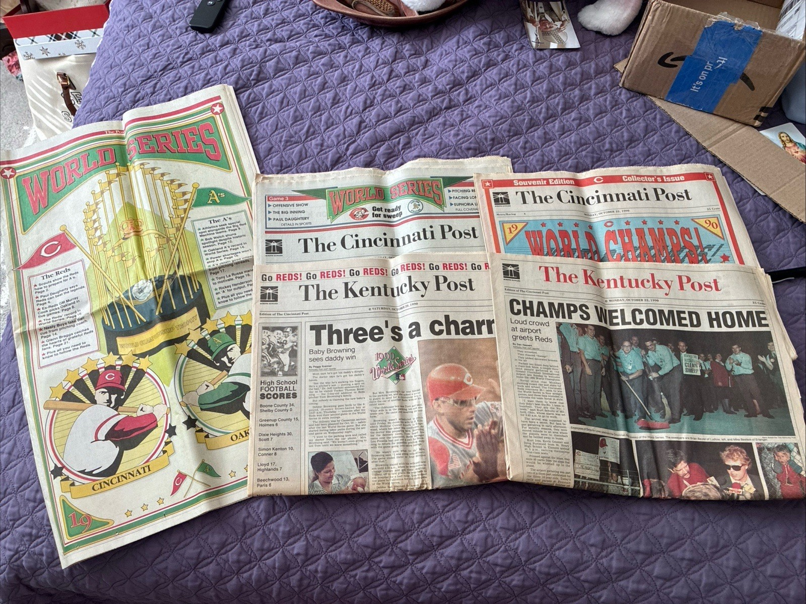 1990 Cincinnati Reds World Series Championship Newspapers Enquirer Sweep Champs