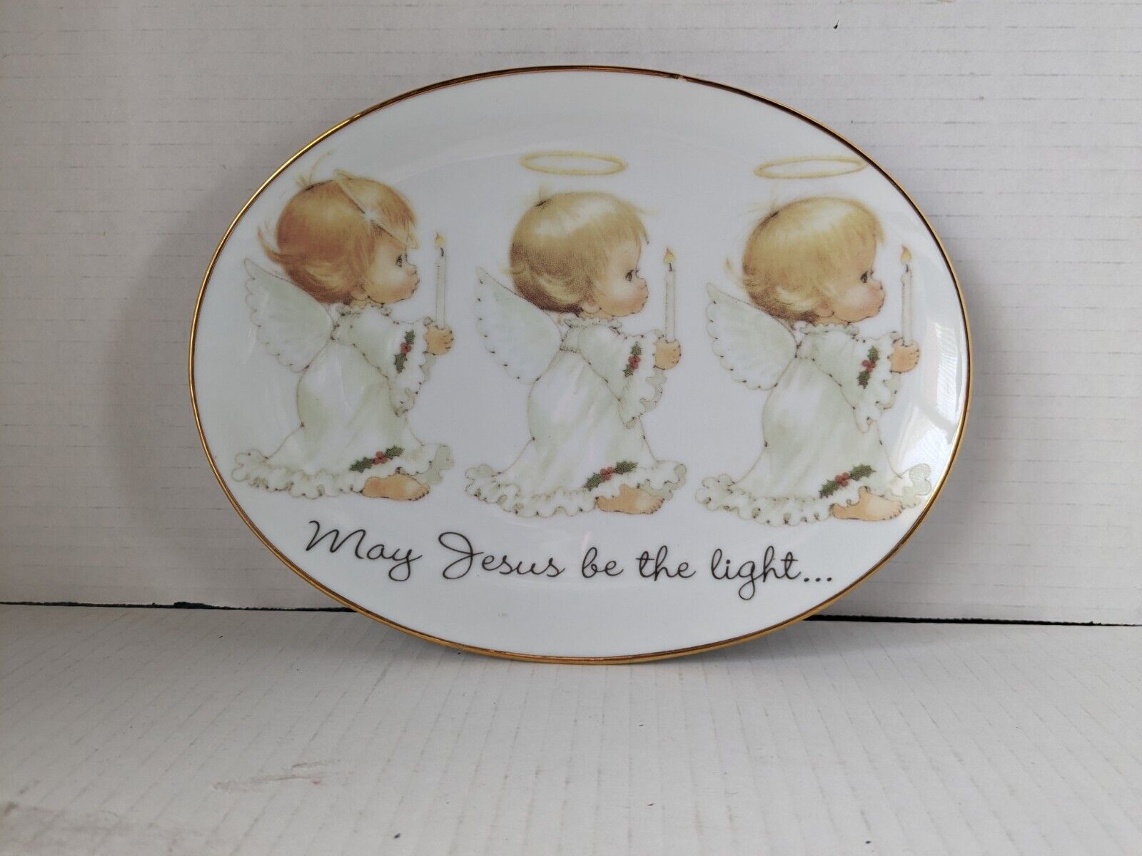 Vintage Gold Trimmed Angel Babies Plate