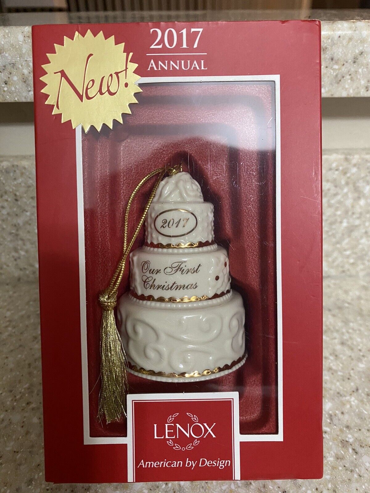 2017 Lenox Ornament Our First Christmas Together Cake With Original Box