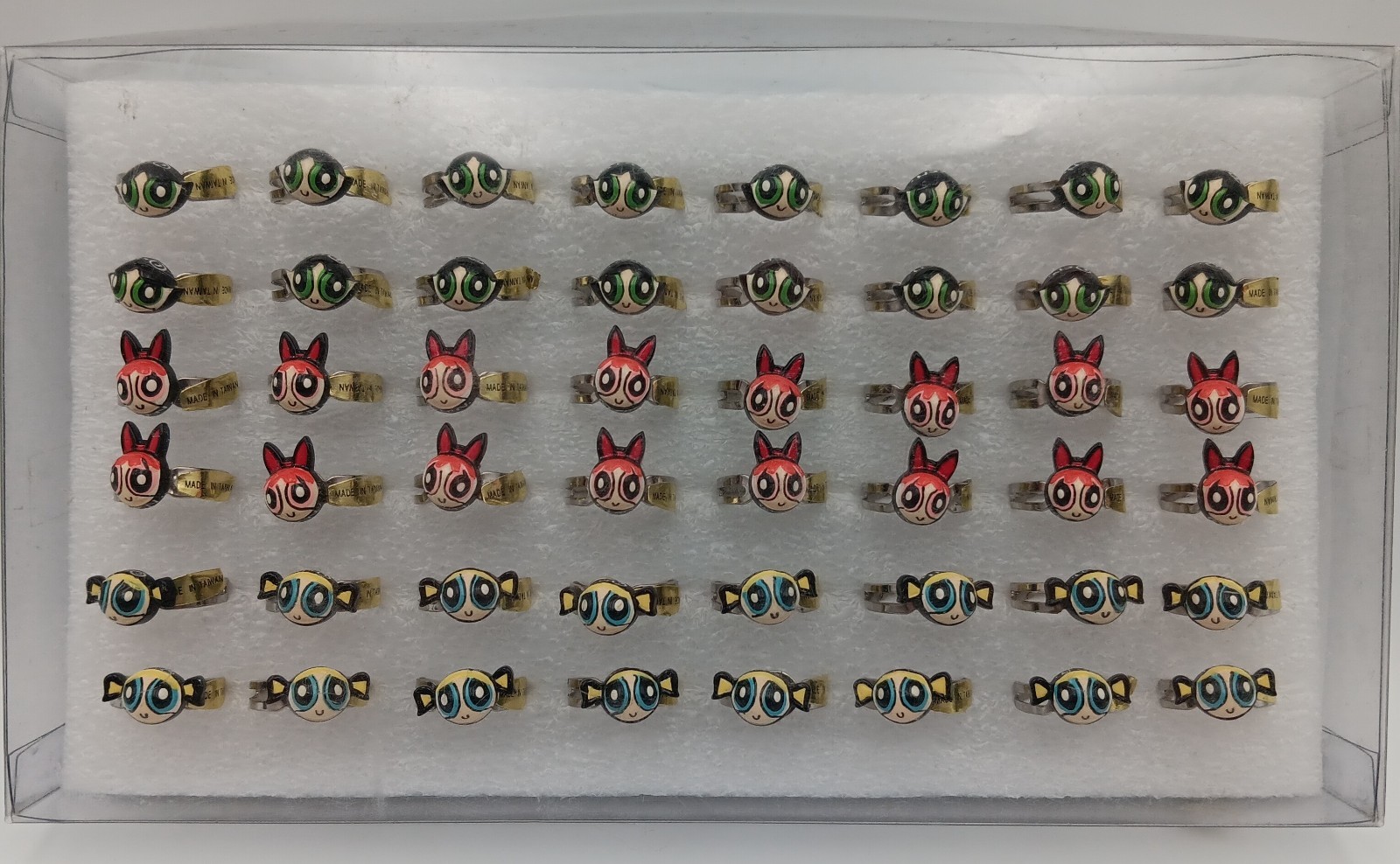 NOS Vintage Powerpuff Girls Adjustable Rings Cartoon Network 48 Total NOS Vintage Powerpuff Girls Adjustable Rings Cartoon Network 48 Total