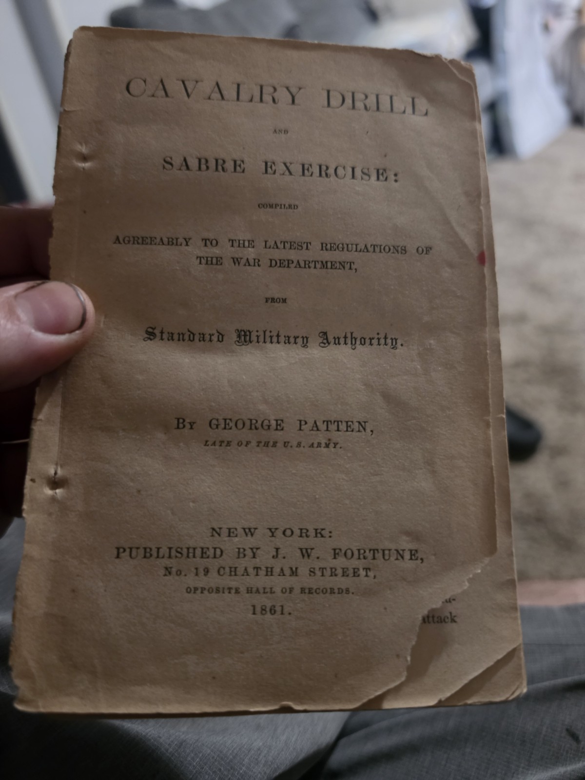 Original Patten's Cavalry Drill & Sabre Exercise Civil War Manual J.W. Fortune