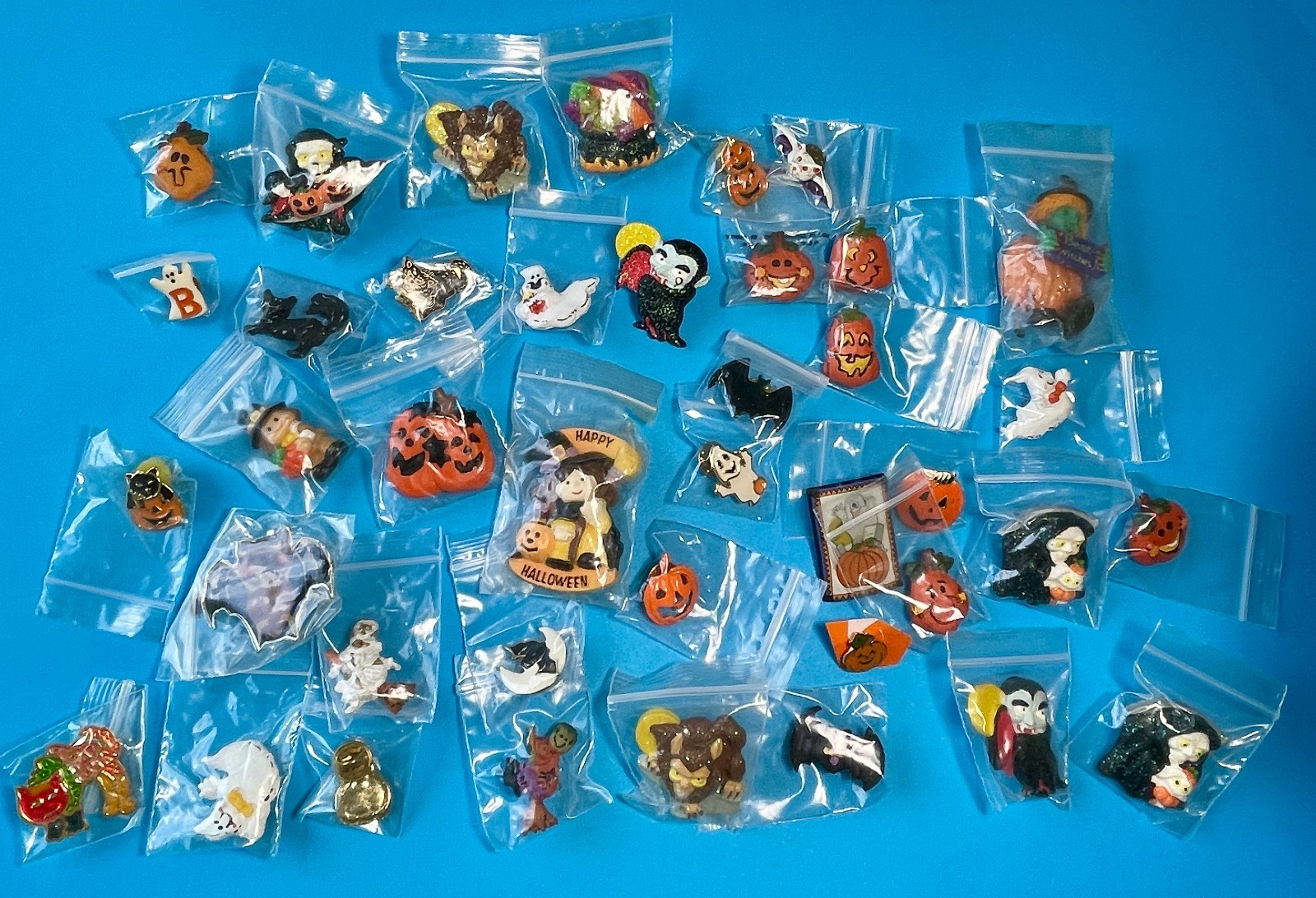 40 vintage Halloween lapel pins and charms from the 1980s - 1990s