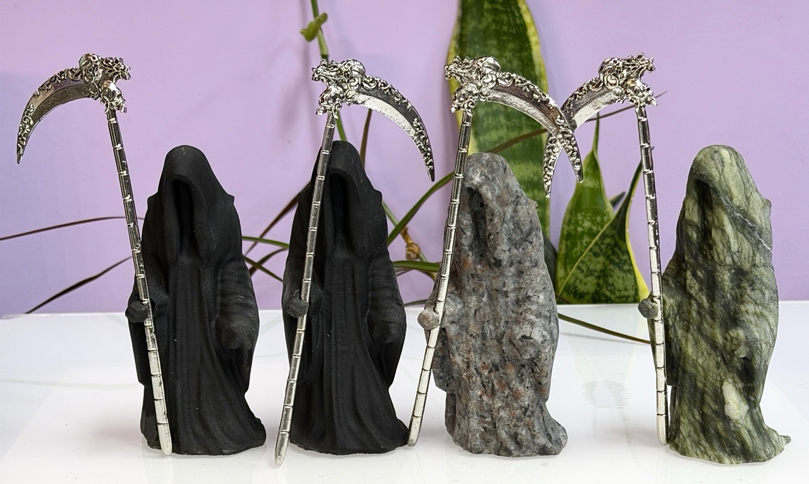 Wholesale Lot 4 PCs 11cm Natural Mixed Crystal Grim Reaper Healing Energy