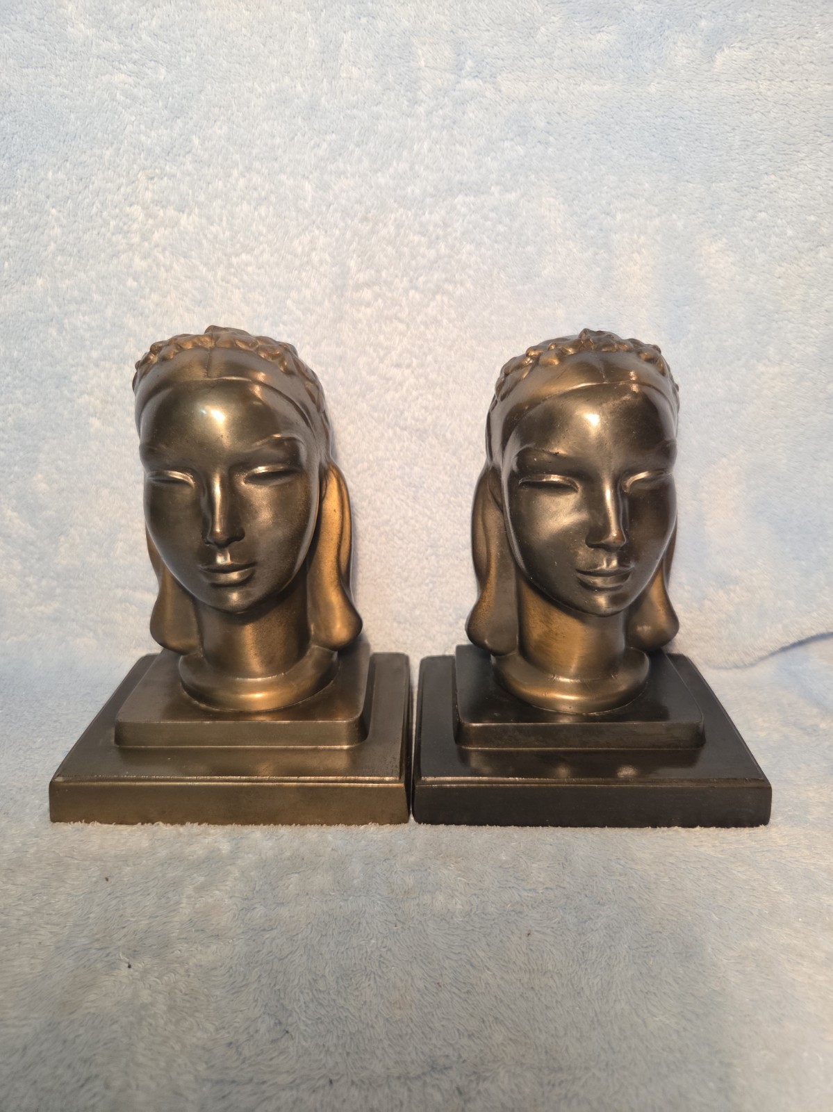 Original 1920s Frankart Female Bust Book Ends. 6.75\