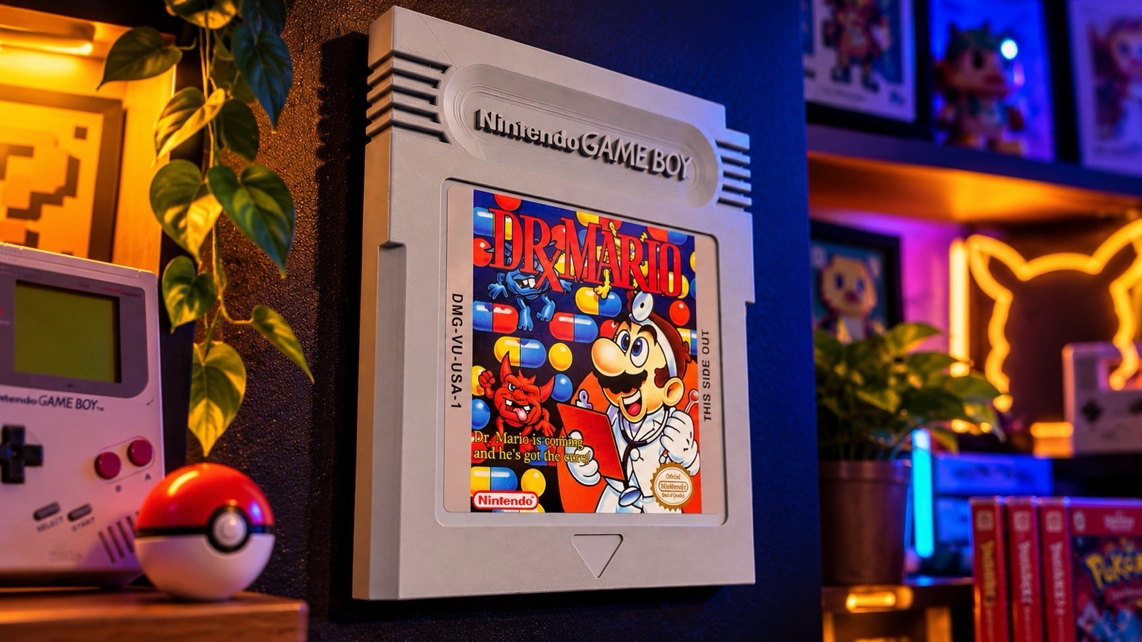 Dr. Mario Game Boy 8x9 Large 3D Printed Cartridge Wall Display Retro Game Decor