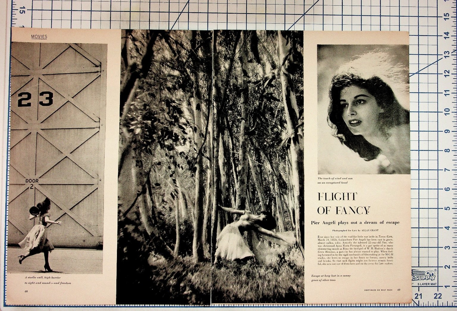 1954 Pier Angeli Glamour Magazine Spread Flight of Fancy Actress Ephemera Ads
