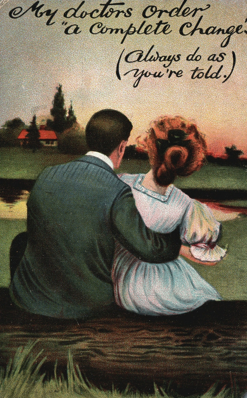 Vintage Postcard 1910 My Doctors Order Complete Change Always Do As You\'re Told