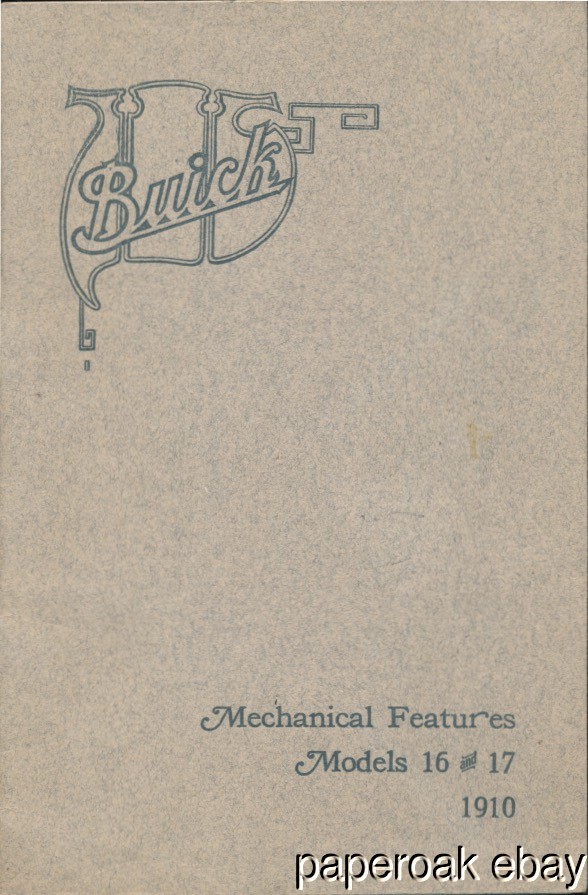Original 1910 Buick Models 16 & 17 Brochure